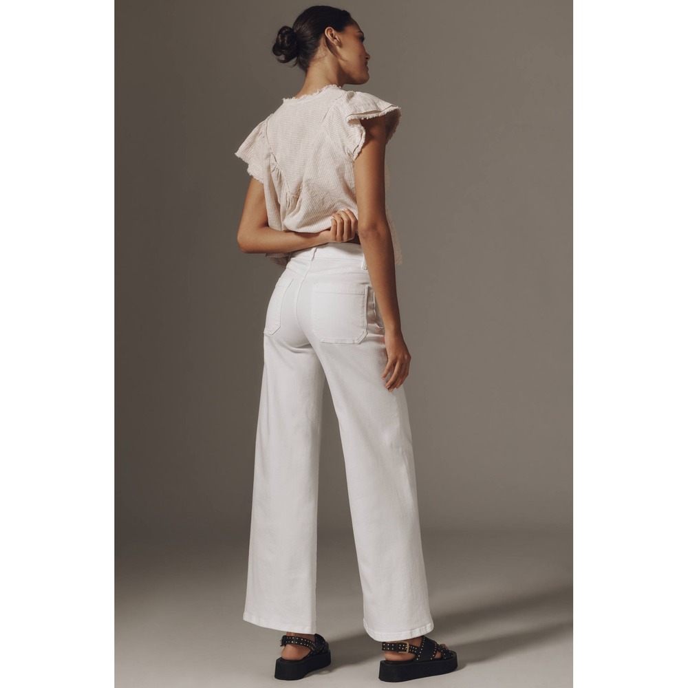 FRAME Le Slim Palazzo Modernist Pocket High-Rise Wide-Leg Jeans White 31 NWT - Picture 3 of 6